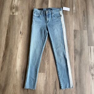 NWT J Brand 835 Mid-Rise Crop Skinny Jeans Side Stripe Blue Womens 25